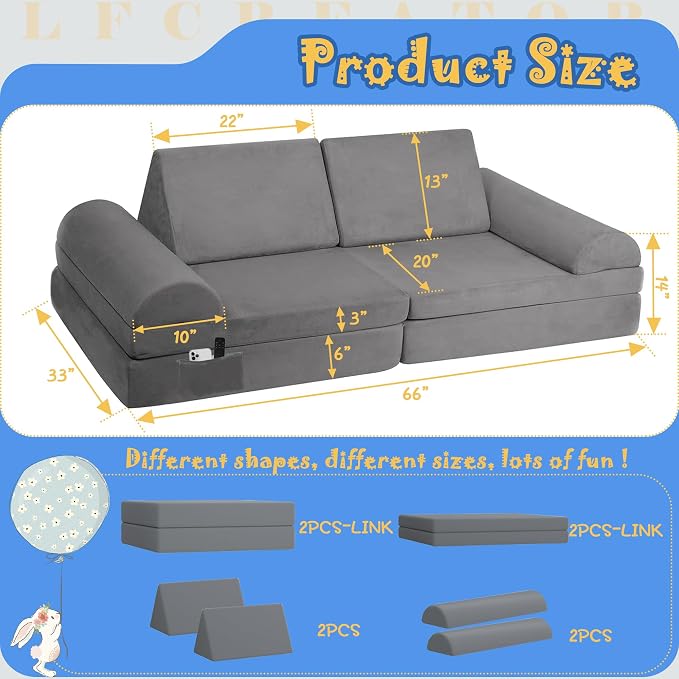 Modular Kids Sofa, Couch for Toddler and Baby Playroom/Bedroom, Perfect Toddler - Image 2