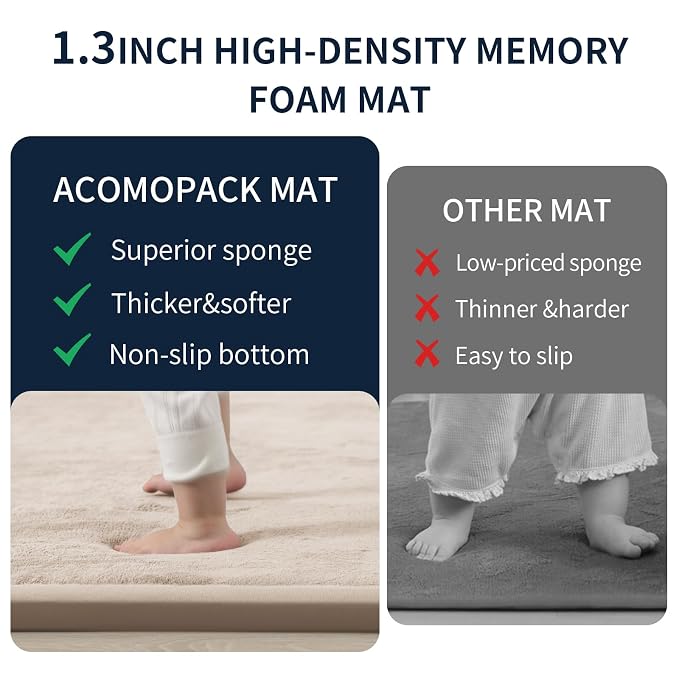 ACOMOPACK Baby Play Mat for Floor 1.3" Thick Memory Foam Play Mat 71"×79" Tummy - Image 4