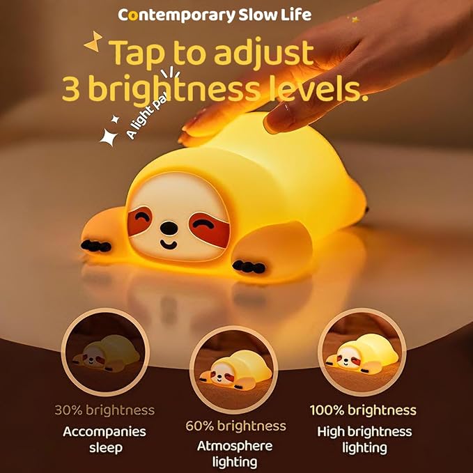 DREAMING MY DREAM Night Light for Kids, Squishy Sloth Night Light, LED Novelty - Image 2