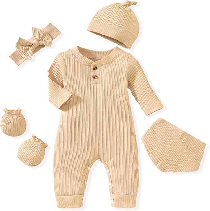 Aalizzwell Newborn Baby Ribbed Romper by Aalizzwell