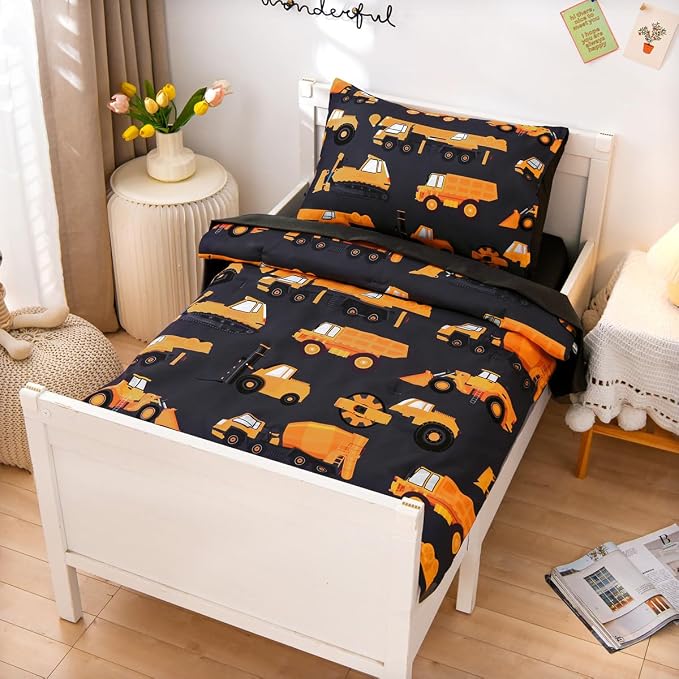 NTBED 4 Pieces Construction Toddler Bedding Set - Image 2