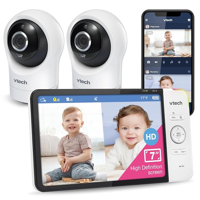 VTech RM7764-2HD Smart WiFi 2 Camera BabyMonitor, 360° Pan&Tilt, 10X Zoom by VTechBabyMonitors