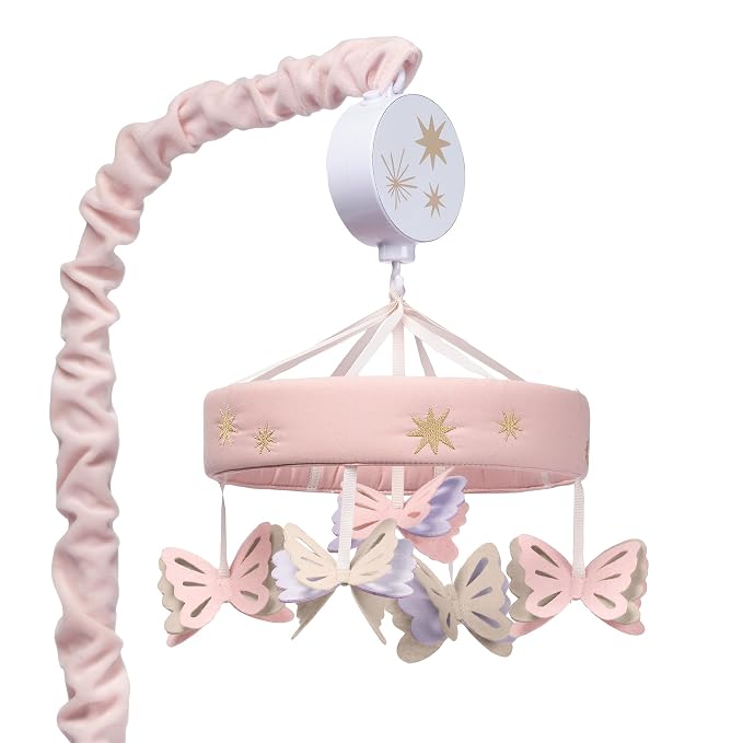 Lambs & Ivy Butterfly Dreams Pink/Purple Musical Baby Crib Mobile Soother Toy by LambsIvy