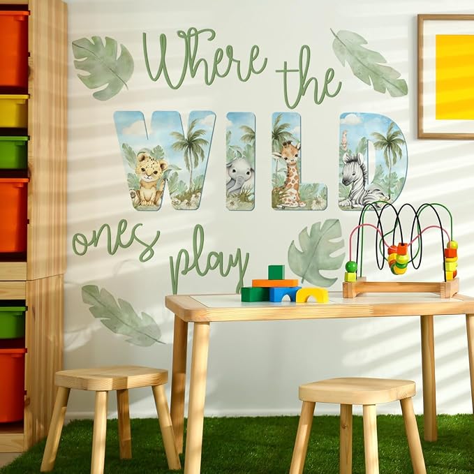 27.95x21.65 Inches Watercolor Wild Jungle Animal Wall Decals - Image 5