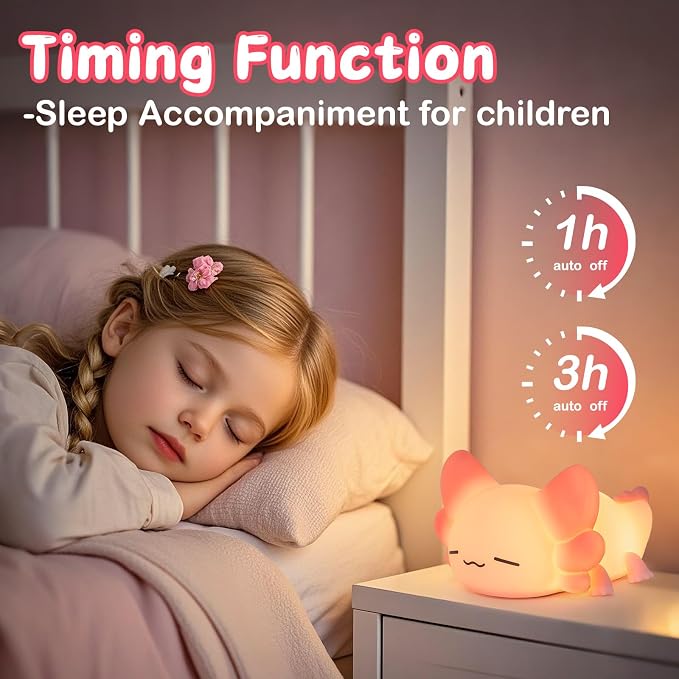 Tremdwoto Axolotl Night Light for Kids, 7 Color Changing Cute Axolotl - Image 4
