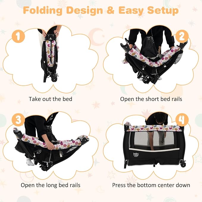 BABY JOY 4 in 1 Pack and Play, Portable Baby Playard - Image 5