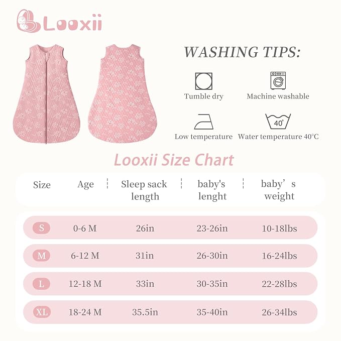 Looxii Baby Sleep Sack 6-12 Months 2.5 TOG Baby Wearable Blanket, Cotton - Image 3