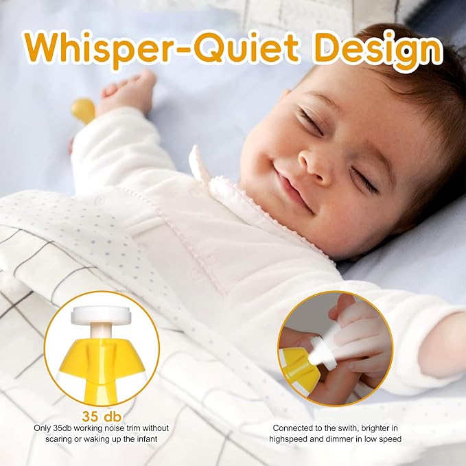 Baby Nail Trimmer Electric, 6 in 1 Baby Nail File Clippers Infant Grooming Kit - Image 5