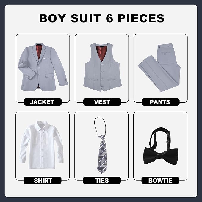 JPF Boy's Formal Suit Set Slim Fit Kids Tuxedo Suits - Image 2