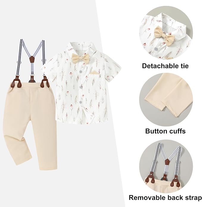 CARETOO Toddler Boy Clothes Suit Gentleman Wedding Outfits Kids Formal Dress - Image 3
