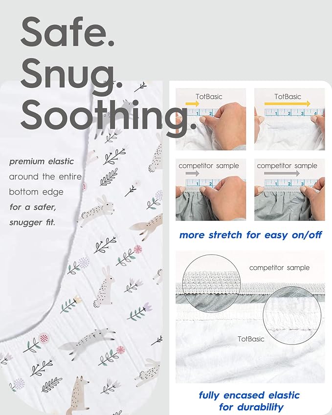Pack N Play Sheets Fitted, TotBasic Ultra Soft Dinosaur Mini Crib Sheets - Image 9