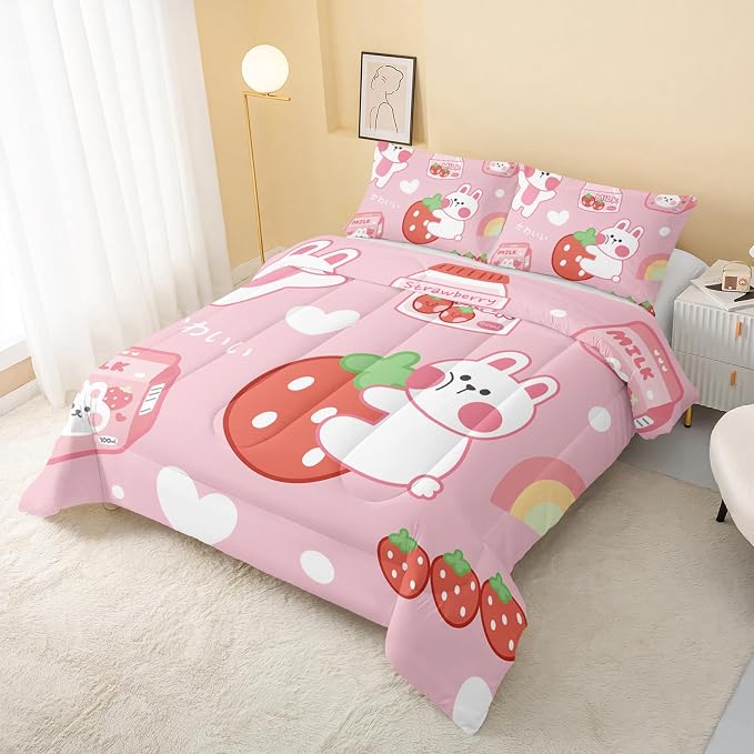 QOOMO Strawberry Rabbit Comforter Set - Image 3