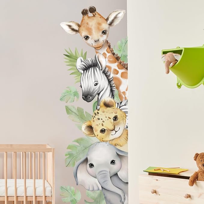 44.88x 15.75 Inch Watercolor Animal Wall Decals Jungle Animal Wall Stickers - Image 4