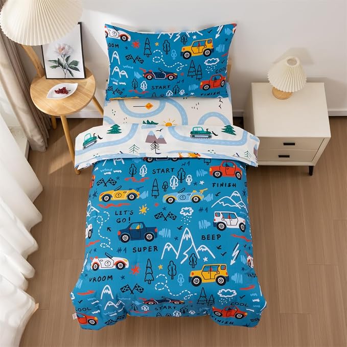 NTBED 4 Pieces Racing Car Toddler Bedding Set - Image 2