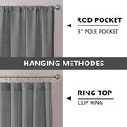 Tollpiz Linen Curtain Bedroom Rod Pocket Semi Sheer Curtains Burlap Light - Image 5