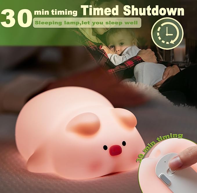 Cute Pig Lamp, Fun Lying Flat Pig Night Light, LED Squishy Animal Novelty Lamp - Image 3