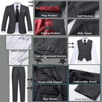 Boys Suit Set Slim Fit Kids Formal Suits Toddler Tuxedo Wedding Prom Classic - Image 4