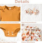 Aalizzwell Preemie Newborn Infant Baby Girls Clothes Ribbed Romper Bodysuit - Image 3
