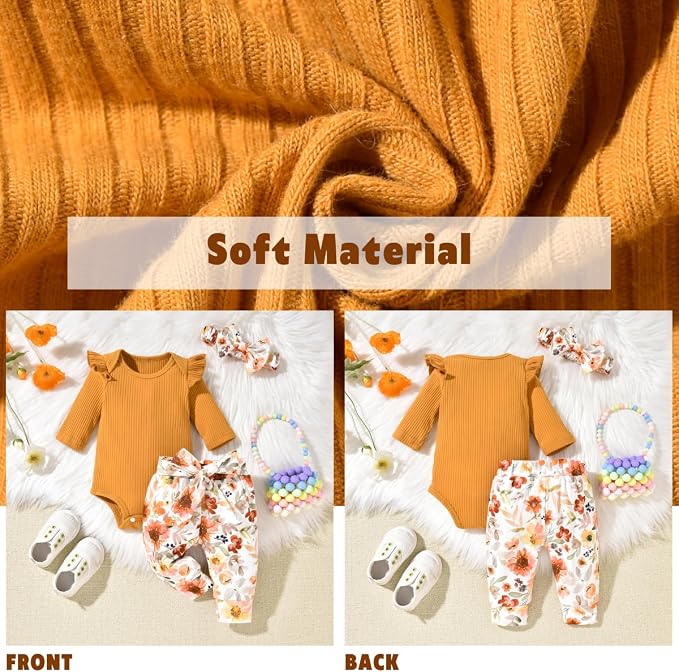 Aalizzwell Preemie Newborn Infant Baby Girls Clothes Ribbed Romper Bodysuit - Image 4