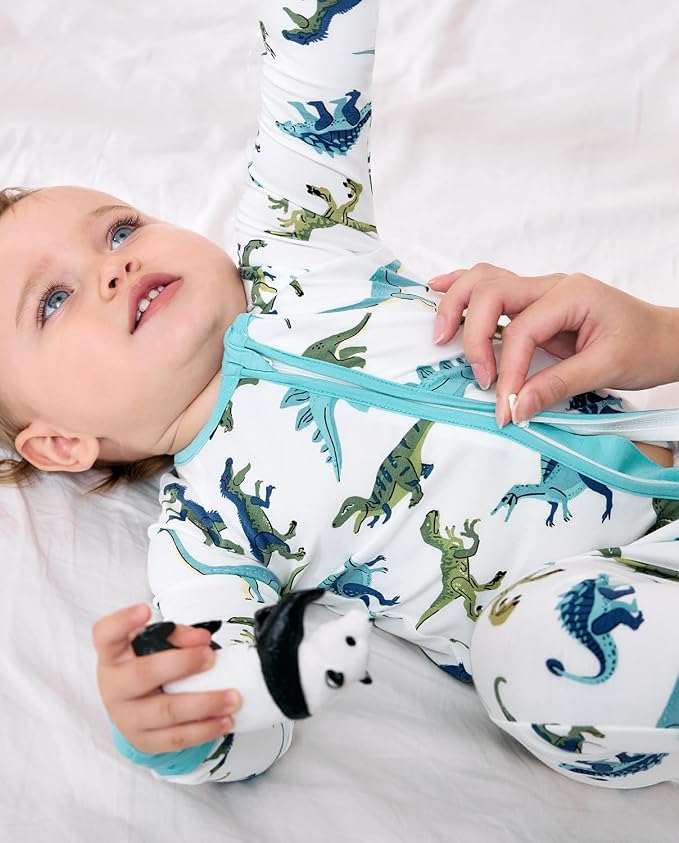 Bamboo Viscose Baby Convertible Footie Pajama, Zipper Pajamas - Image 4