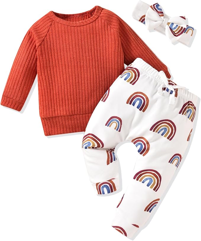 HINTINA Infant Baby Girl Knit Pullover Long Sleeve Sweater Outfits Fall Winter by HINTINA