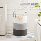 Laundry Basket, Woven Cotton Rope Laundry Hamper, 100L - Image 2
