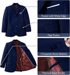 Boy's Suit Formal Slim Fit 5 Pieces Suit Set Blazer Vest Pants - Image 3