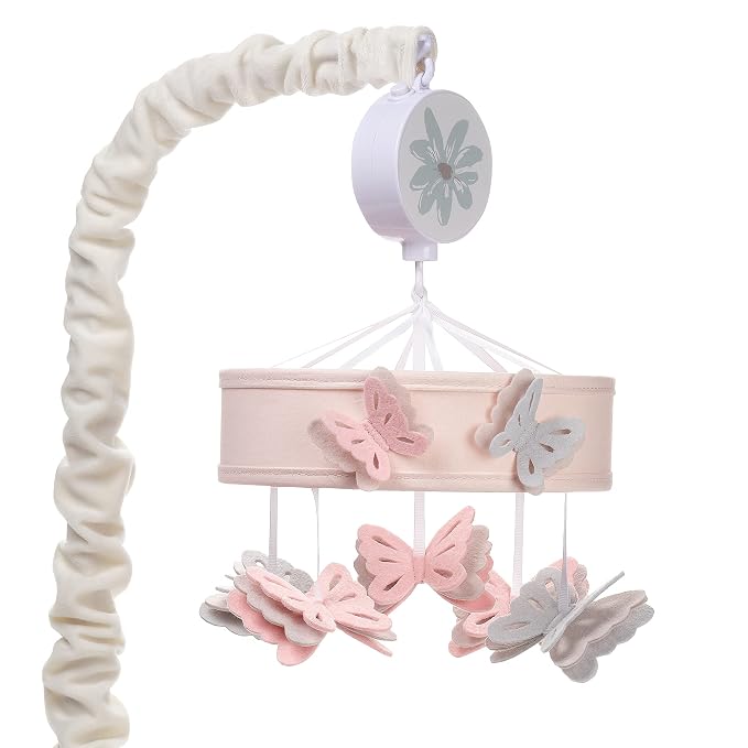 Lambs & Ivy Baby Blooms Pink Butterfly Musical Baby Crib Mobile Soother Toy by LambsIvy