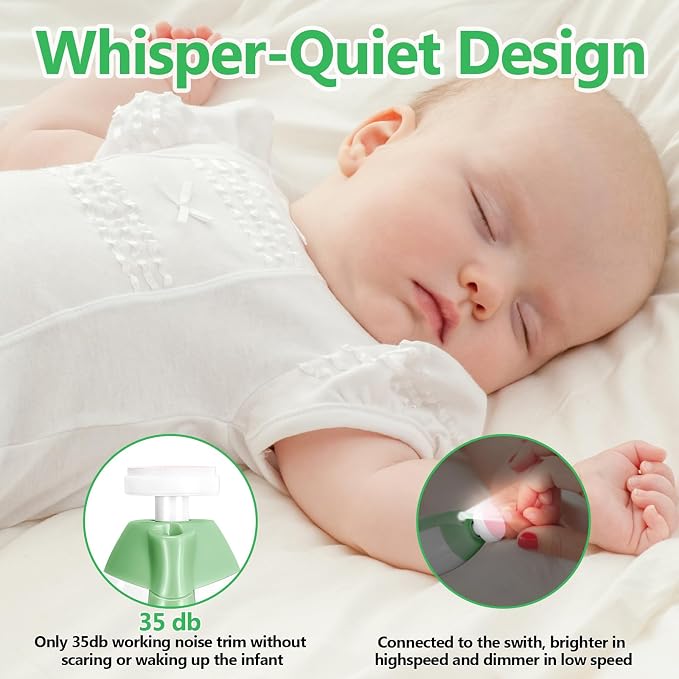 Baby Nail Trimmer Electric, 6 in 1 Baby Nail File Clippers Infant Grooming Kit - Image 5