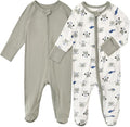 Baby Footed Pajamas with Mittens Rayon from Bamboo 2pcs Newborn Infant 2-way by Aablexema