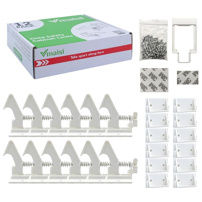 Vmaisi 12 Pack Cabinet Locks Child Safety Latches - Image 4