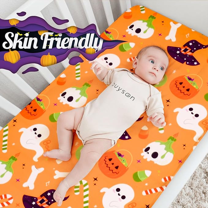 UOMNY Halloween Pumpkin Crib Sheet - Image 2