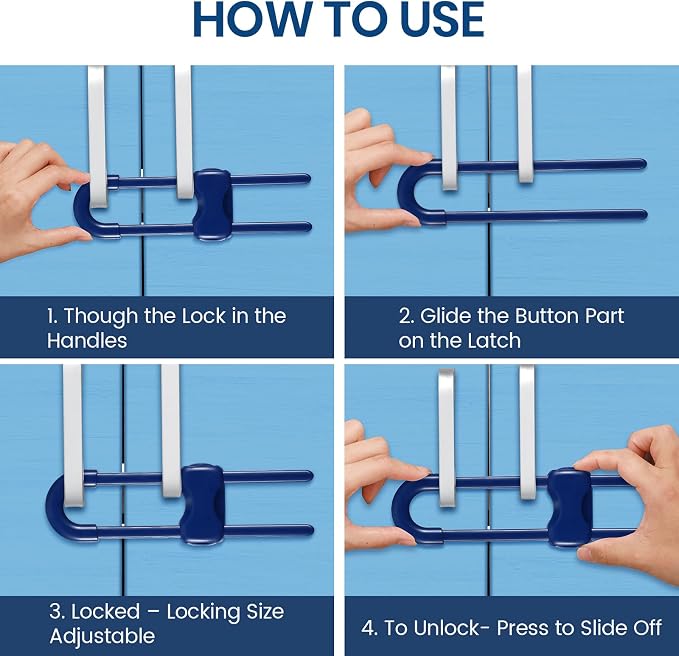 Jetec 10 Pieces Cabinet Locks for Babies, U-Shaped Proofing Drawers Safety - Image 3
