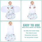 Newborn Sleep Sack Baby Swaddle, 6-12 Months, 3-Way Adjustable Wearable Blanket - Image 3