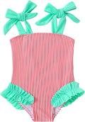Happy Town Toddler Swimsuit Girl Solid Color Stripe One-Piece Baby Bathing Suits by HappyTown
