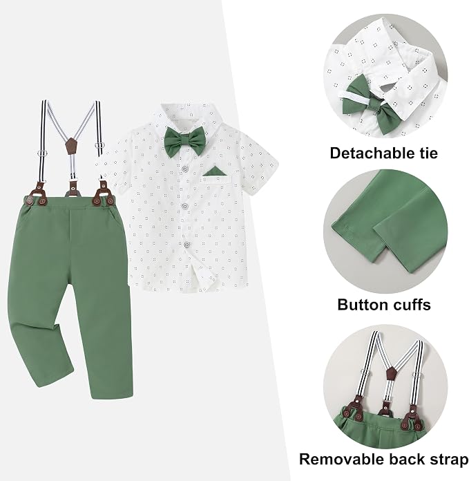 CARETOO Toddler Boy Clothes Suit Gentleman Wedding Outfits Kids Formal Dress - Image 4