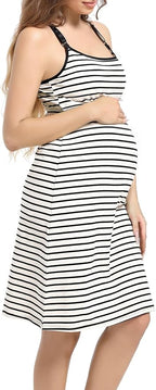 SUIEK 3-Pack Maternity Nursing Nightgown Cotton Breastfeeding Dress Pregnancy - Image 2