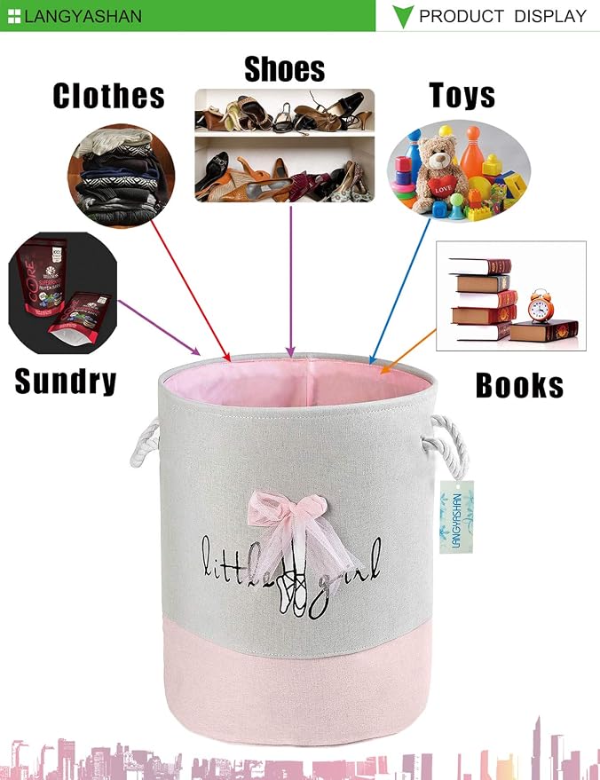 LANGYASHAN Laundry Basket Canvas Collapsible Organizer Storage Basket - Image 3