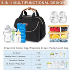 Breastmilk Cooler Bag with Ice Pack Fits 6 Baby Bottles up to 9 Ounce, Wearable - Image 2