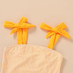 Happy Town Toddler Swimsuit Girl Solid Color Stripe One-Piece Baby Bathing Suits - Image 4