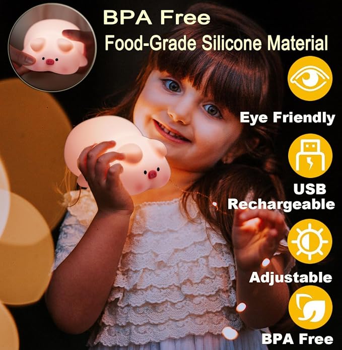 Cute Pig Lamp, Fun Lying Flat Pig Night Light, LED Squishy Animal Novelty Lamp - Image 5