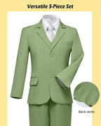 Boys’ Formal Suit 5 Piece Set, Toddler Tuxedos - Image 4