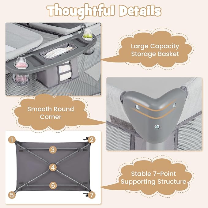 BABY JOY 4 in 1 Pack and Play, Portable Baby Playard - Image 9