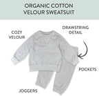 HonestBaby Baby 2-Piece Cozy Velour 100% Organic Cotton Sweatshirt and Jogger - Image 2