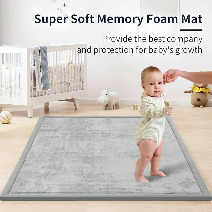 ACOMOPACK Baby Play Mat for Floor 1.3" Thick Memory Foam Play Mat 79"×157 Tummy - Image 7