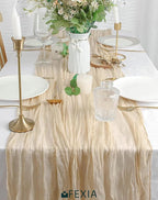 FEXIA Beige Cheesecloth Table Runner 35x120 Inches Ivory Gauze Rustic Boho - Image 5