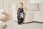 Cute Baby Boy Clothes Suit Toddler Boys' Striped long Sleeve T-Shirt+Denim - Image 2