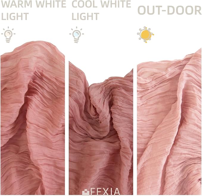 FEXIA Dusty Rose Pink Table Runner Cheesecloth - Image 7