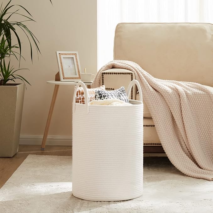 Fiona's magic 72L Large Woven Laundry Hamper, Tall Cotton Rope Storage Basket - Image 2