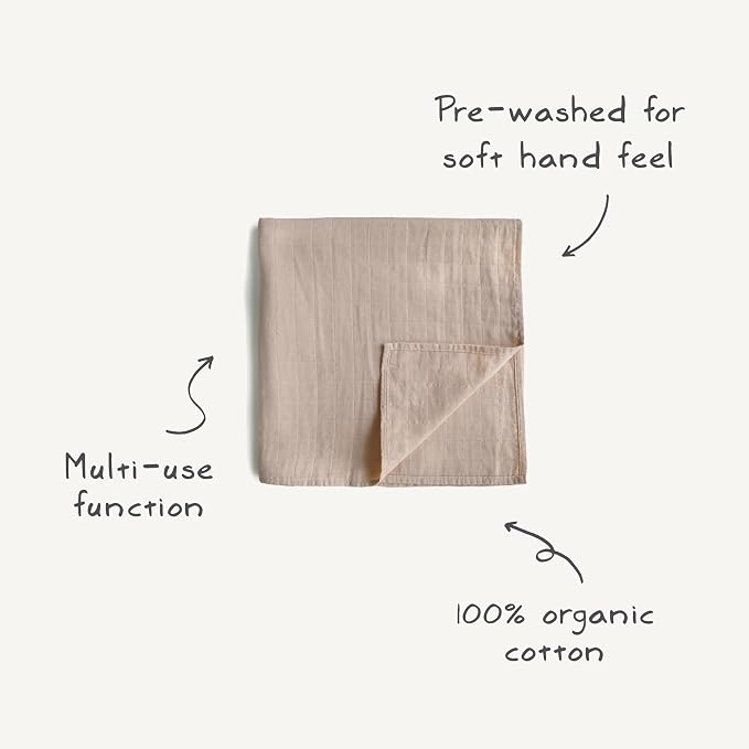 mushie Muslin Baby Swaddle Blanket | 100% Organic Cotton - Image 9